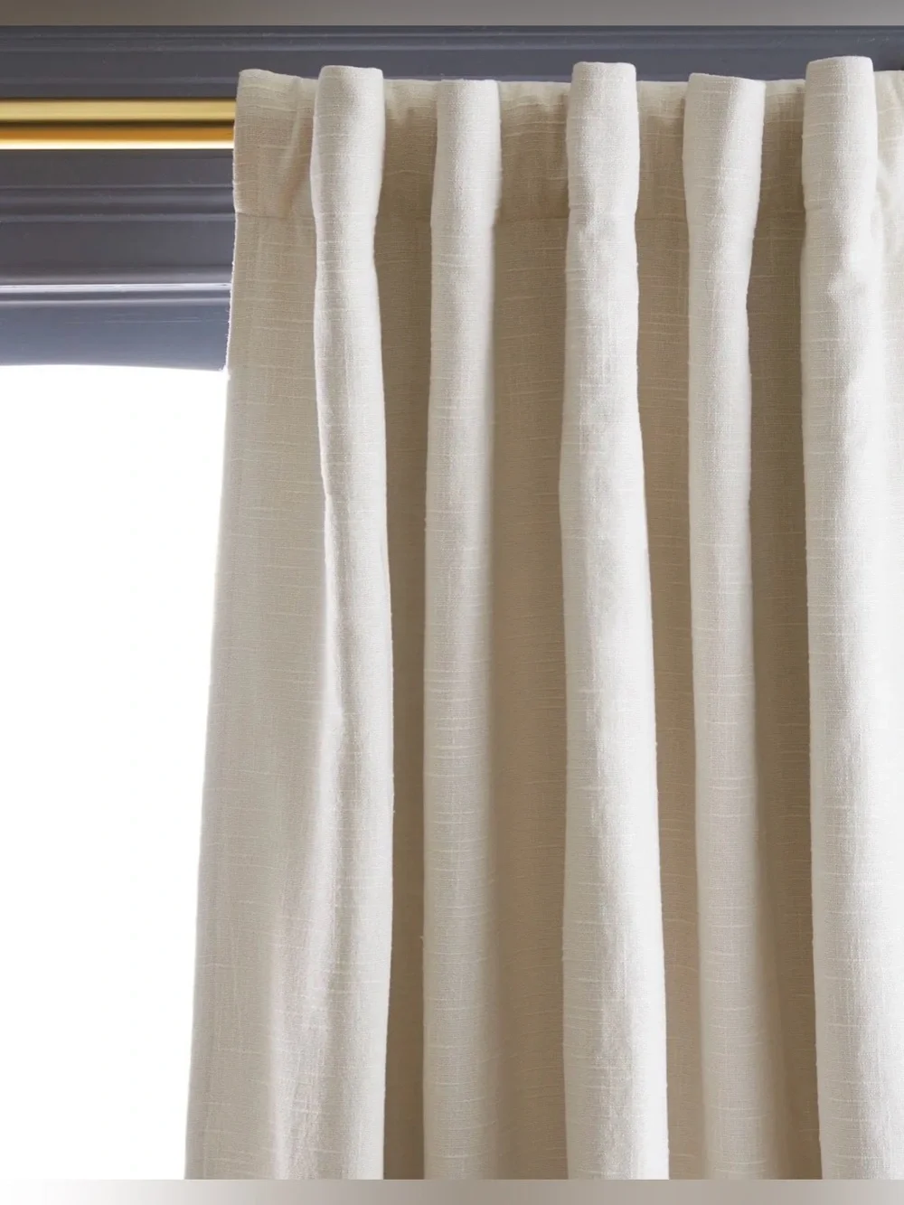 New Quince Cotton Slub Curtain Panel Natural 48 x 96” Room Darkening Lined Beige